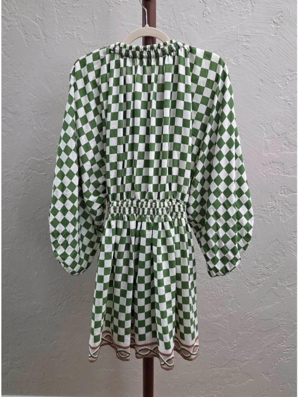 D42. Green Checkered Smocked‎ Dress